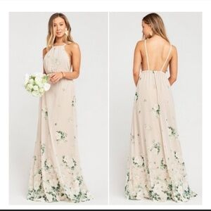 Show Me Your MuMu Beige and Green Floral Maxi Dress